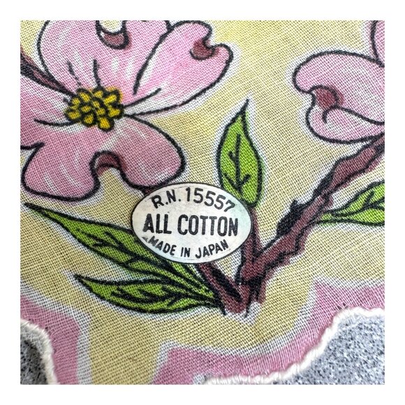 Vintage Missouri State Souvenir Handkerchief Illustrated Map Pink Dogwood Floral - Picture 3 of 6